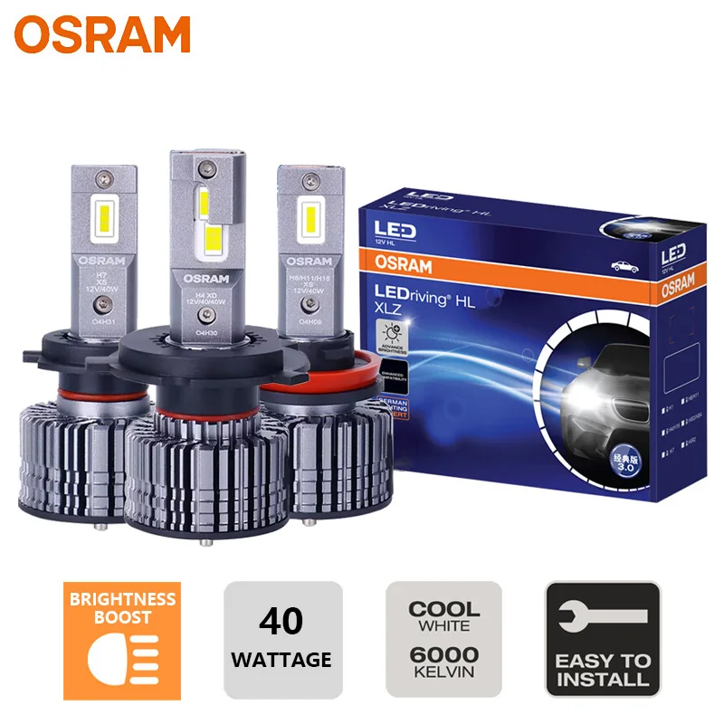 

OSRAM Upgarde LED XLZ CLASSIC 3.0 H1 H4 H7 Car Headlight 12V 40W Bright H11 H8 H16 HB3 HB4 9005 9006 9012 6000K White Fog Lamp2X