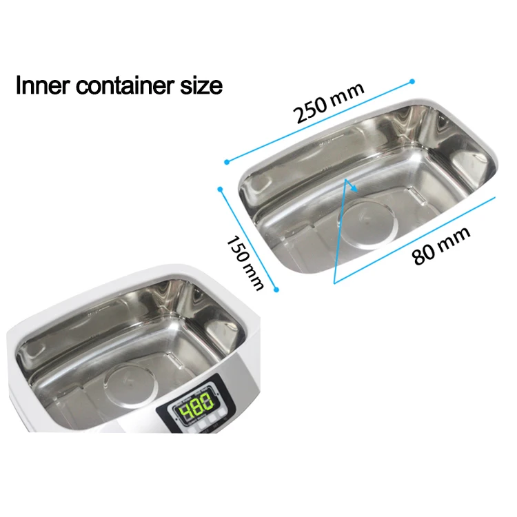 سلال التنظيف الرقمية بالموجات فوق الصوتية للأسنان ساعات المجوهرات/الأسنان 2.5L التدفئة بالموجات فوق الصوتية منظف الخضروات