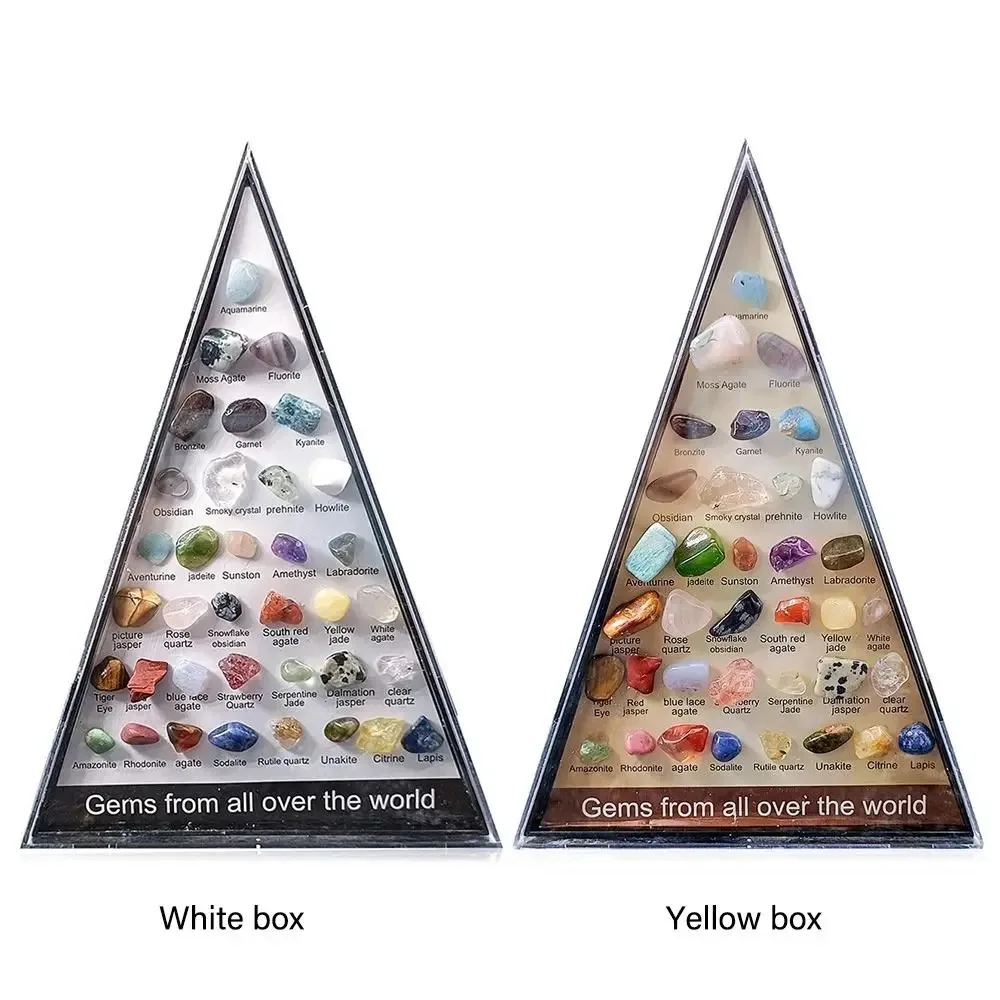 36 PCS/Box Natural Healing Crystals Mineral Specimens Irregular Tumbled Stones Rock Collection Box For Kids Research Teaching