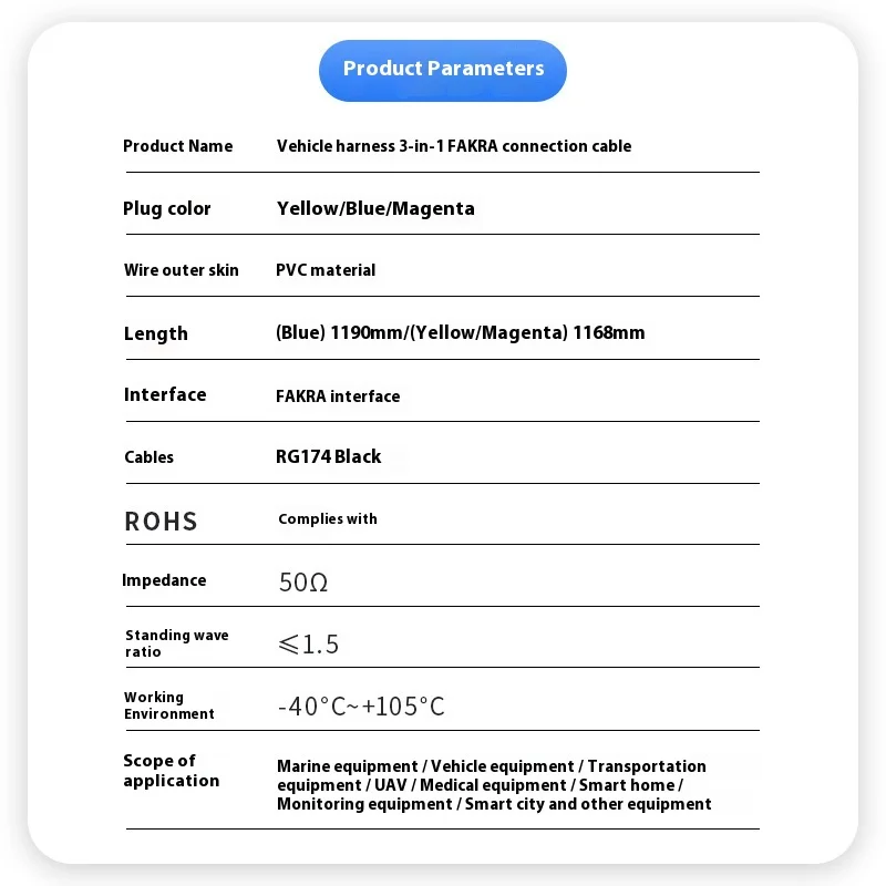 50 PCS Three-in-One 4G Antenna RG174 Fiber Optic Cable Extension Adapter Harness For Car GPS Radio Communication Cables