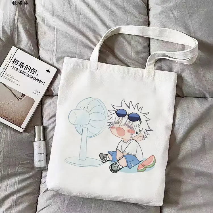 

Холщовая сумка с принтом японского аниме Gojo Satoru, большая вместительная сумка на плечо, детская сумка, сумки под мышками, студенческие сумки для ежедневного использования