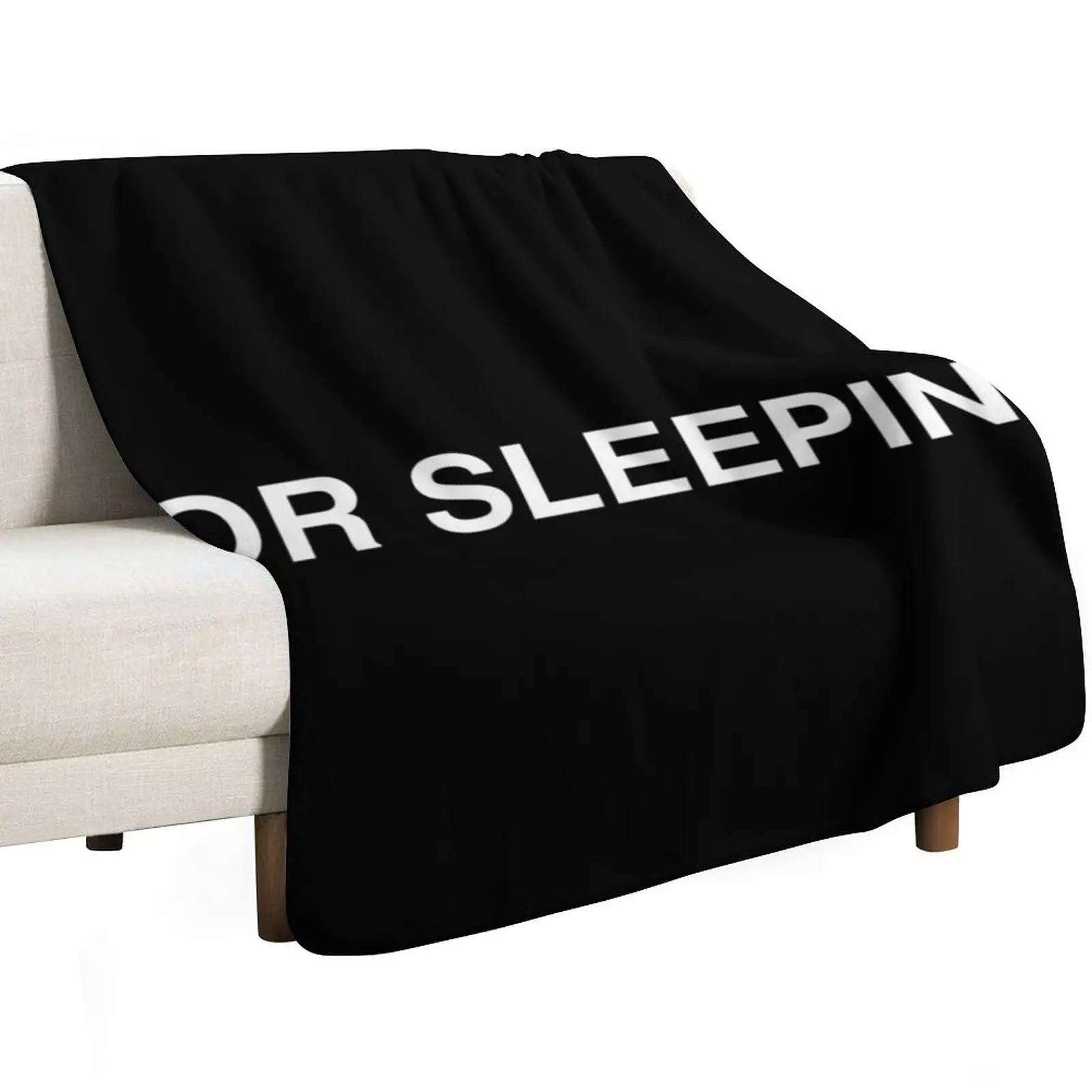 FOR SLEEPING LOGO - WHITE Throw Blanket Warm Napping Blanket for Office Couch Bed