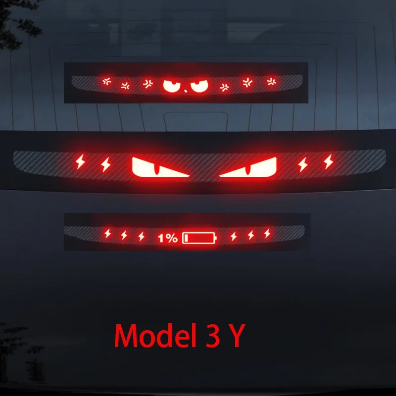 New1PCS Car Stickers for Tesla Model 3 Y Taillight Sticker High Mounted Brake Light Projection Board Top Tail Light Emblem Decal