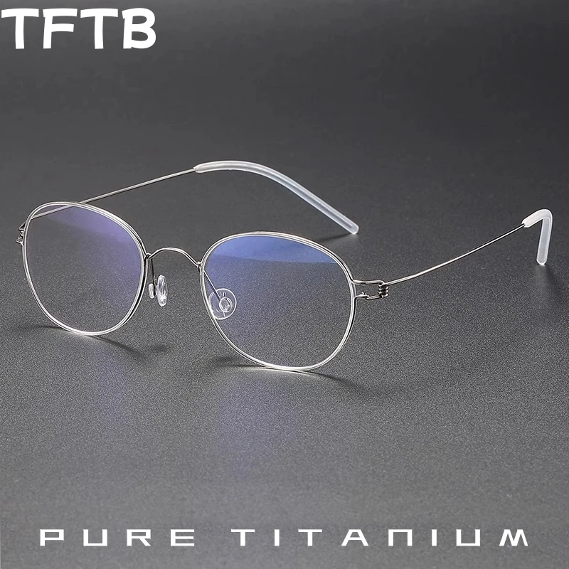 

TFTB New Luxury Pure Titanium Retro Oval Glasses Men and Women Thin-rimmed Small Size Optical Prescription Eyeglasses Frame JORN