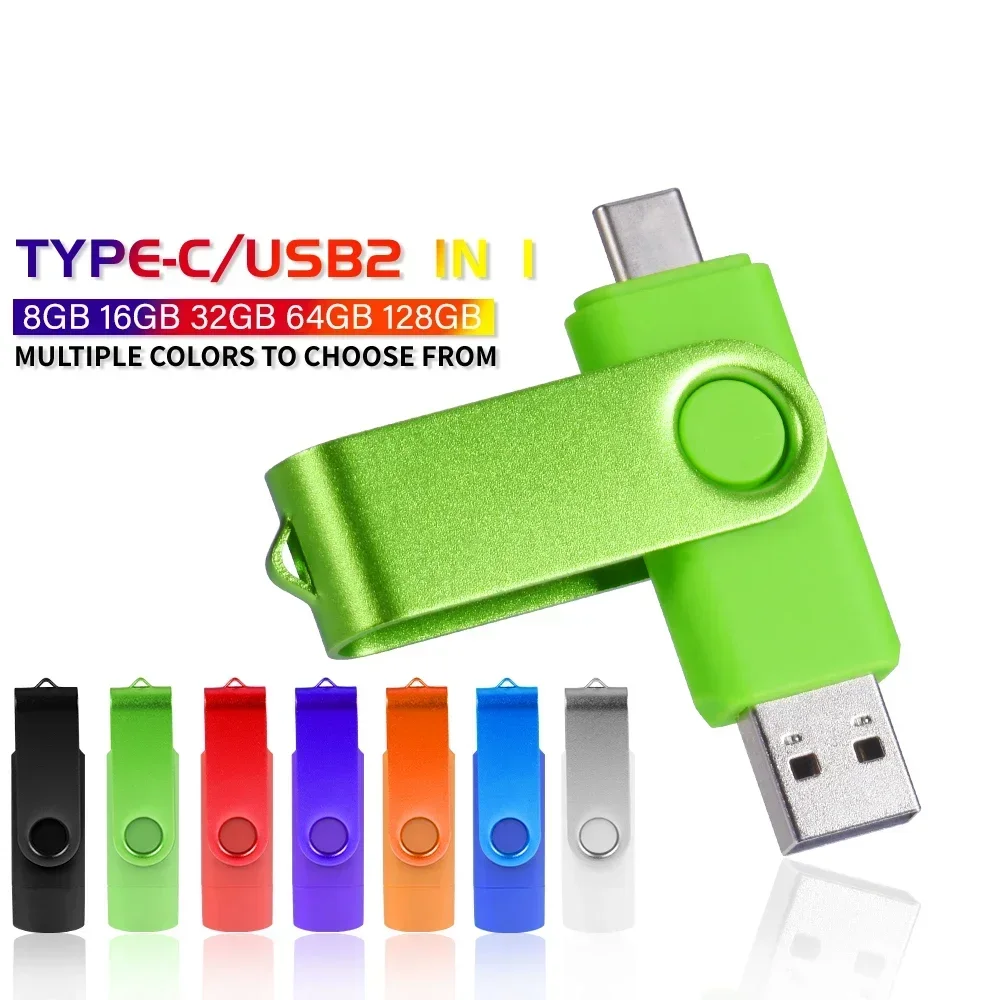 Unidad Flash USB TYPE-C, unidad de bolígrafo roja de alta velocidad de 128GB, memoria azul oscuro de 64GB, memoria USB giratoria de 32GB, disco U