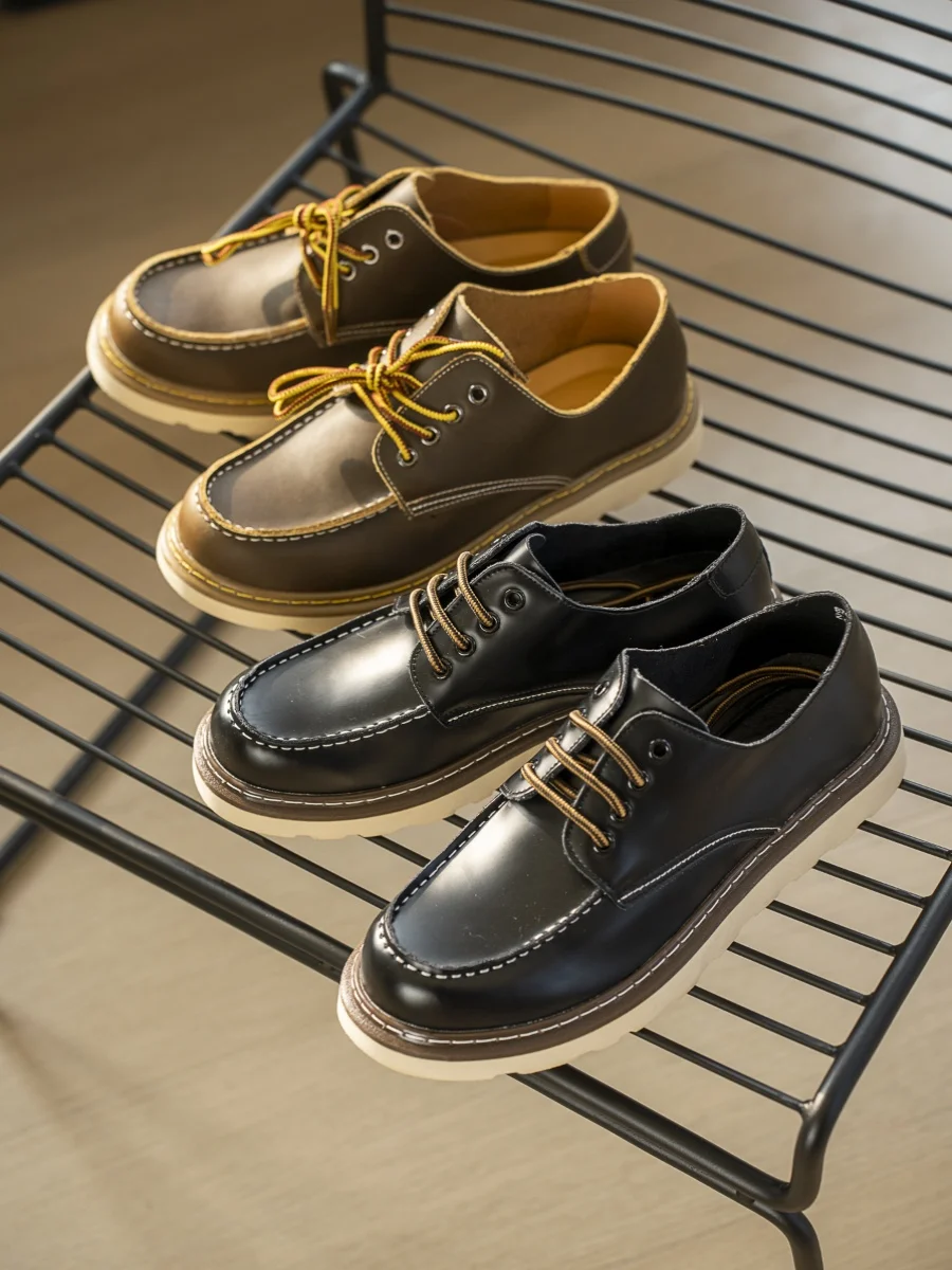 

Мужские повседневные ботинки в американском ретро-стиле из натуральной кожи, винтажные, прочные, низкие, из натуральной воловьей кожи