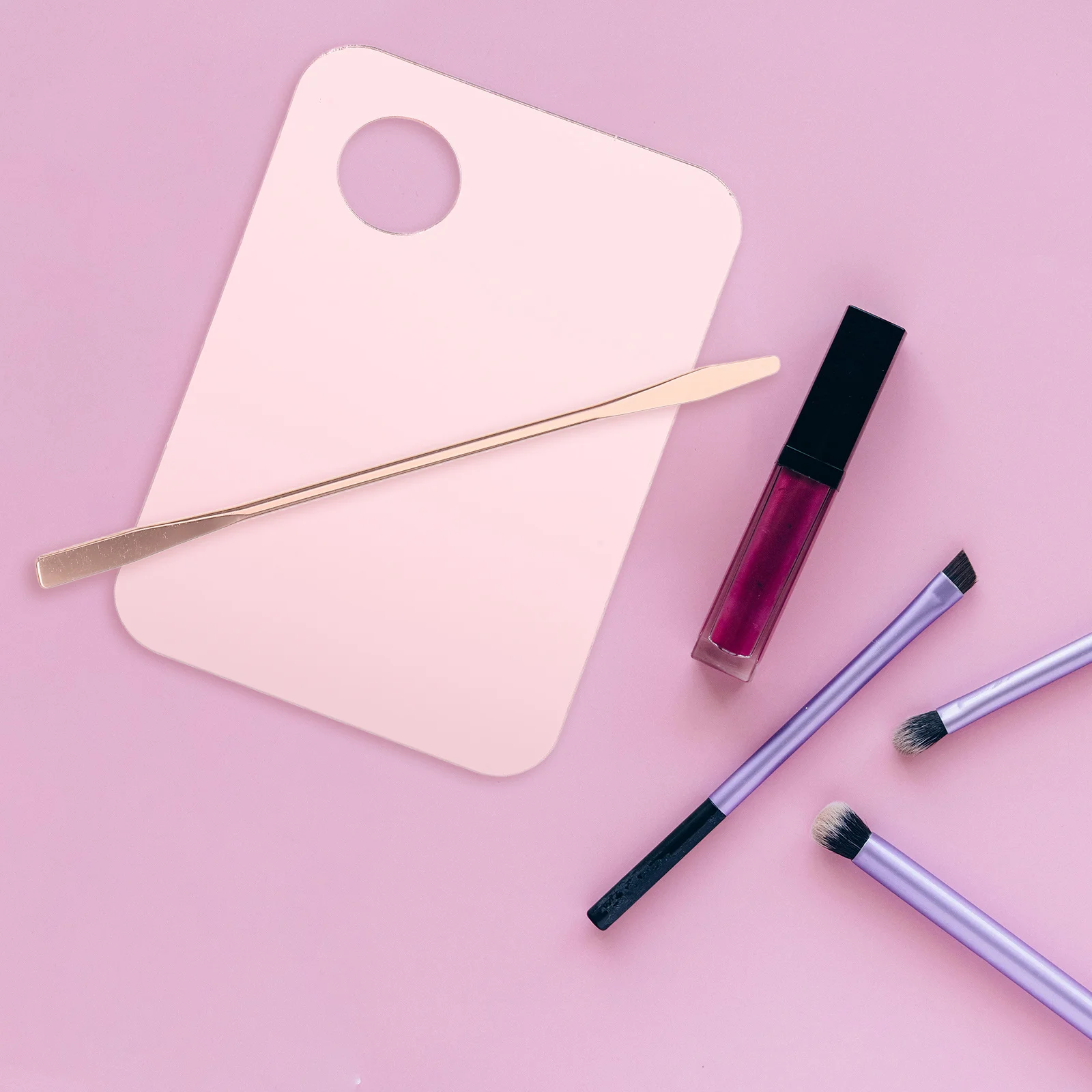 1 Juego de paleta mezcladora de maquillaje acrílico con espátula de acero inoxidable para mezclar pigmentos de base, suministros de pintura Diy