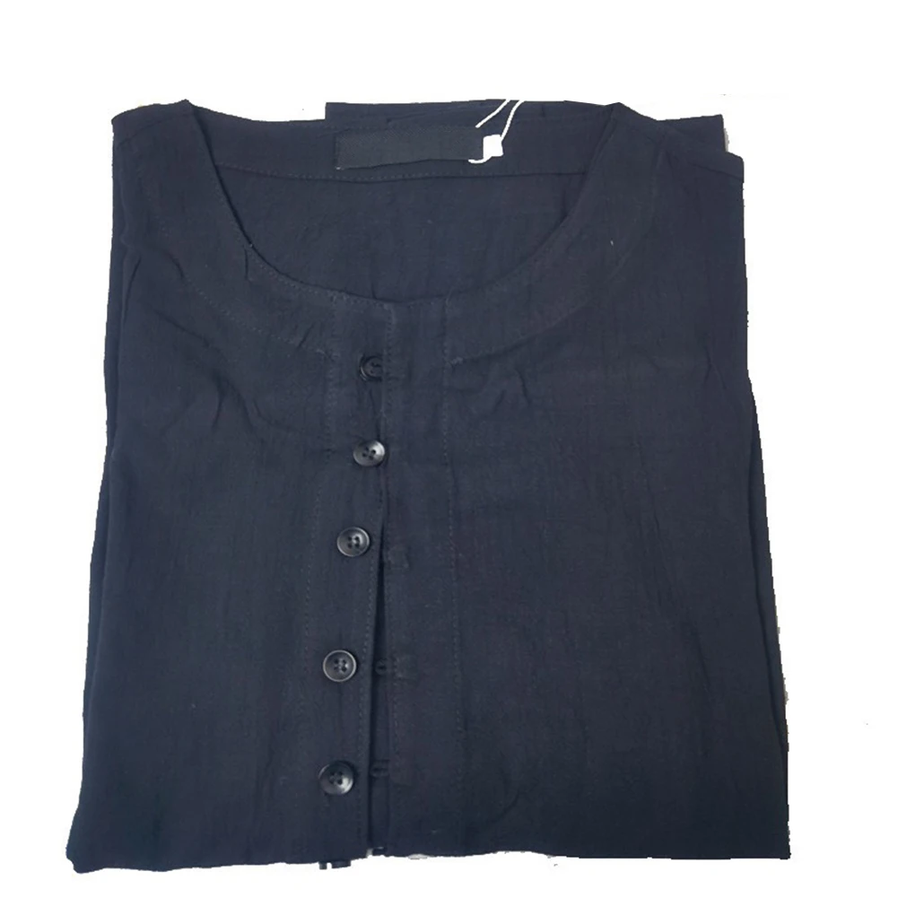 Autumn Casual Holiday Spring Men Shirt Button Top Solid Solid Color Stand Stand Collar Blouse Button Top Collar