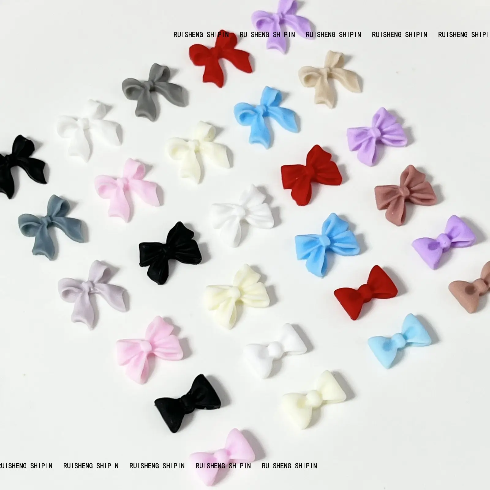500Pcs/Pack Matte Ribbon Bow Nail Charms - Girls' Press-On Nail Art, Soft Textured DIY Nail Decor with Elegant Bow Design