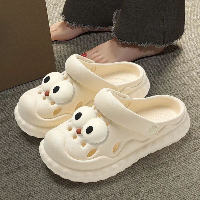 

Женские сабо с большими глазами, новый летний уличный стиль, пляжные тапочки, нескользящие и устойчивые к запаху сандалии с закрытым носком для женщин