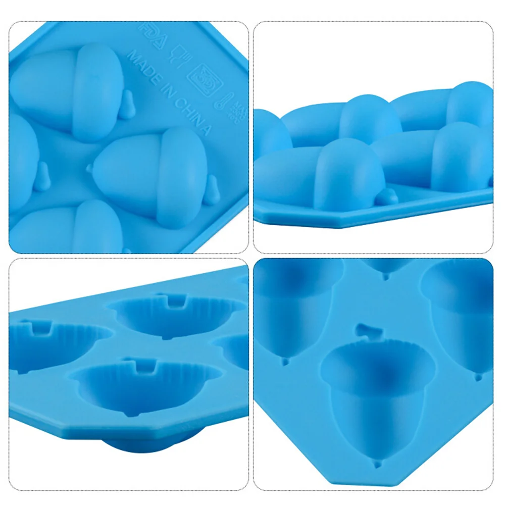 6 Cell Silicone Acorn Pine Nuts Cake Mold for Chocolate Jelly Candy Soap Ice Cube Tray Whisky Bar Party Drink Tools (Random