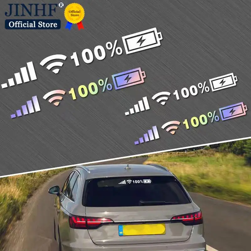 1pc Wifi Battery Level Mark Car Vinyl Stickers Decals Car Rear Windshield Body Auto Funny Sticker Accessories Decor