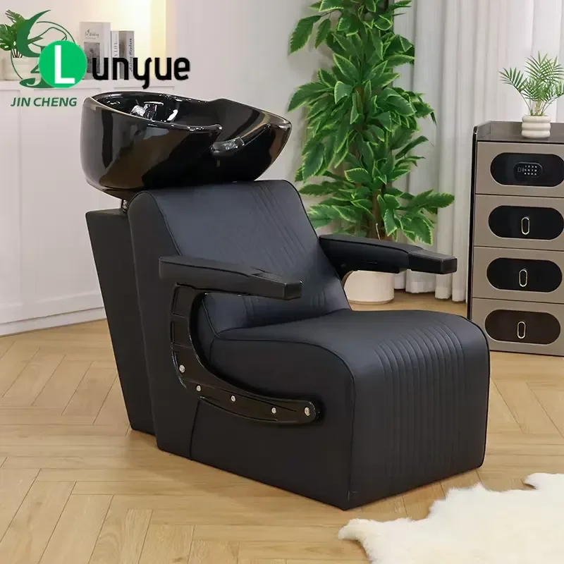Adjustable Electric Shampoo Chair with Ceramic Basin for Hotel Spa Beauty Furniture Comfortable Reclining Hair Washing