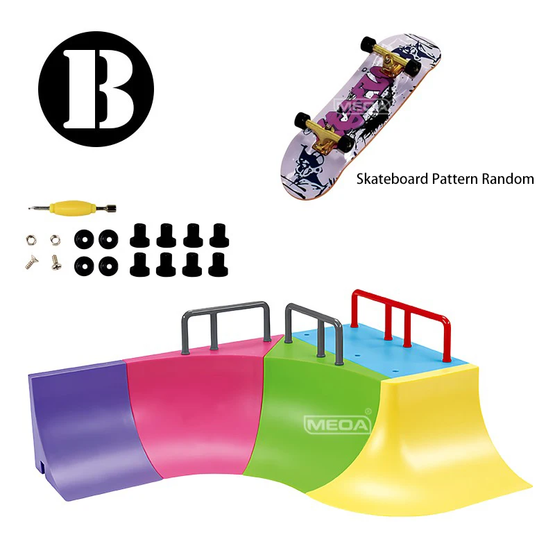 Skateboard con dita colorate a forma di bacino Fai da te Skate Park Ramp Venue Giocattoli combinati compatibili con le dimensioni di skateboard TECHDECK