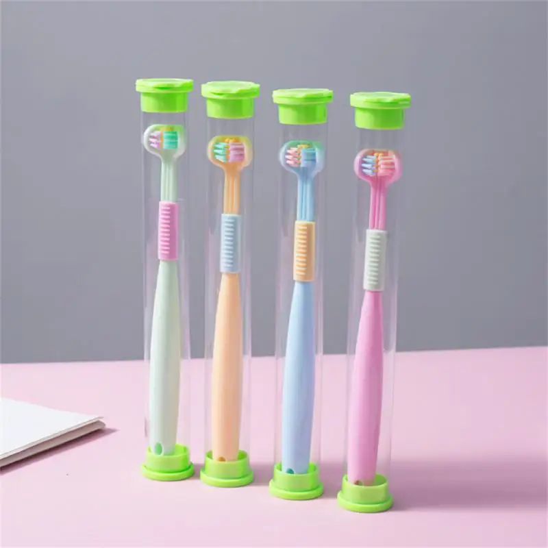 Stereo Three-Sided Toothbrush PBT Ultra Fine Soft Hair Adult Toothbrushes Tongue Scraper Deep Cleaning Oral Care Teeth Brush