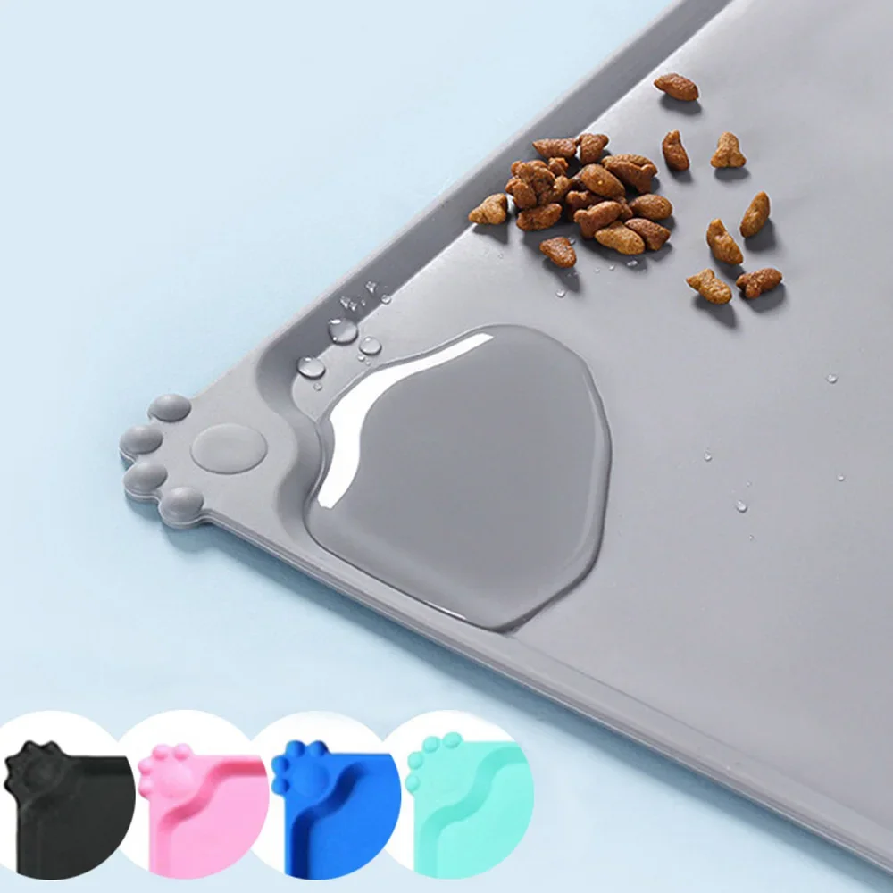 Silicone Dog Cat Bowl Mat with High Lips Non-Stick Waterproof Food Feeding Pad Puppy Feeder Tray Water Cushion Placemat