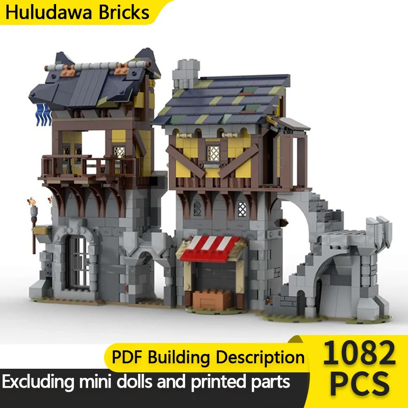 

Средневековый замок, модель MOC, строительные кирпичи, защитная станция, башня, модульная технология, детские праздничные подарки, сборка игрушек, костюм