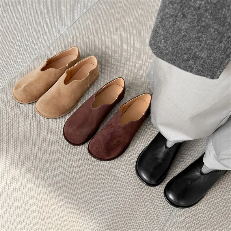 

New Spring/Autumn Sheep Suede Women Shoes Fashion Concise Round Toe Shoes for Women Flat Shoes Women Pumps Loafers Handmade