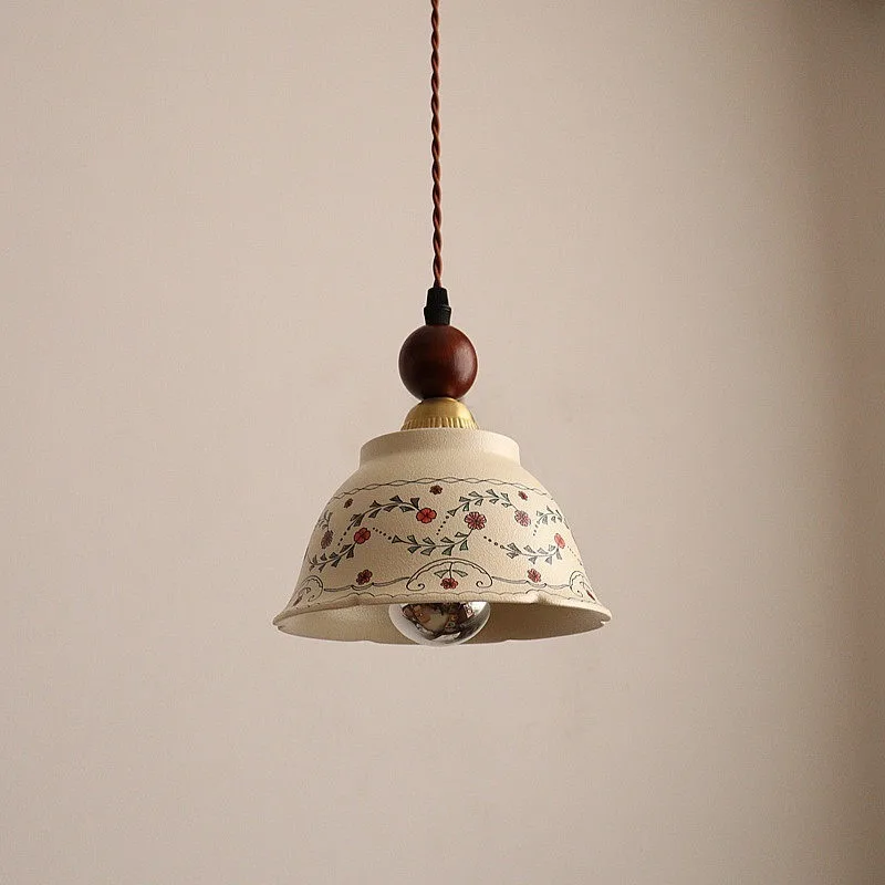 French antique retro glazed hand-painted ceramic chandelier, bedroom bedside restaurant bar entrance aisle decorative lamp