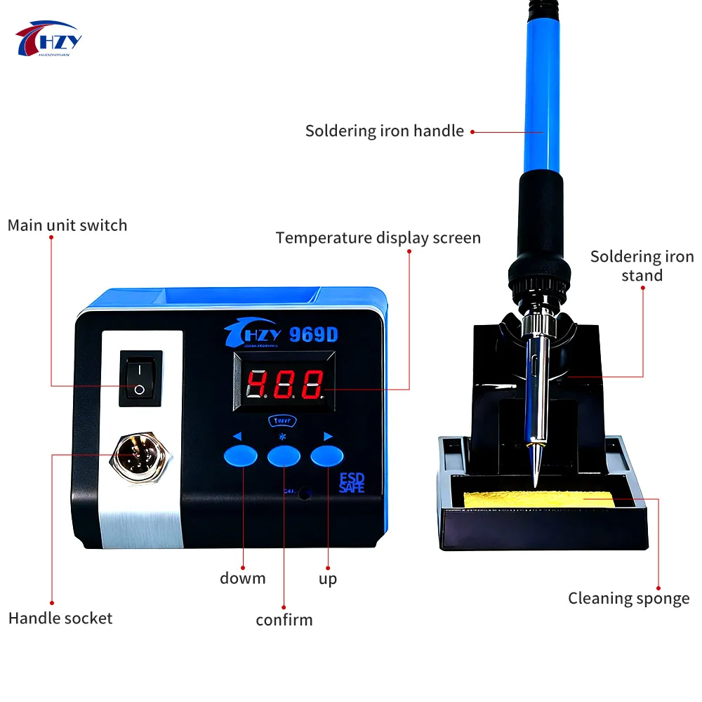 HZY 969D 75 واط سبيكة لحام محطة لحام قابل للتعديل درجة حرارة ثابتة الكهربائية سبيكة لحام محطة لحام إصلاح #3