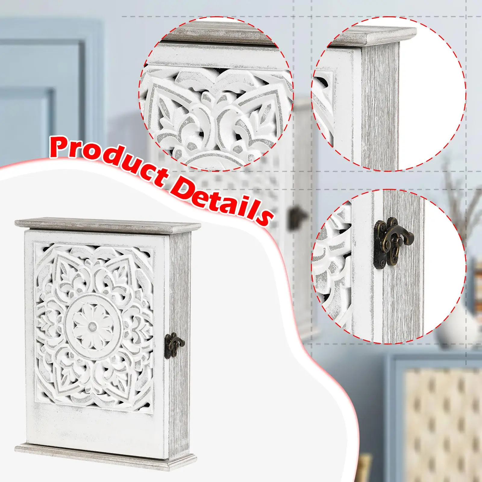 Key Box Organizer Portable Gifts Easy to Install with 6 Hooks Ornament for