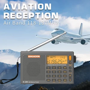 Sihuadon R108 DSP AM FM SW AIRBAND PORTABLE RADIO 500PRESETSアラームスリープタイマーTEMP LCD BL5C TYPE-Cアンテナギフトエルダートラベル 8ベストセールスAM FM外部アンテナを備えたラジオ-2
