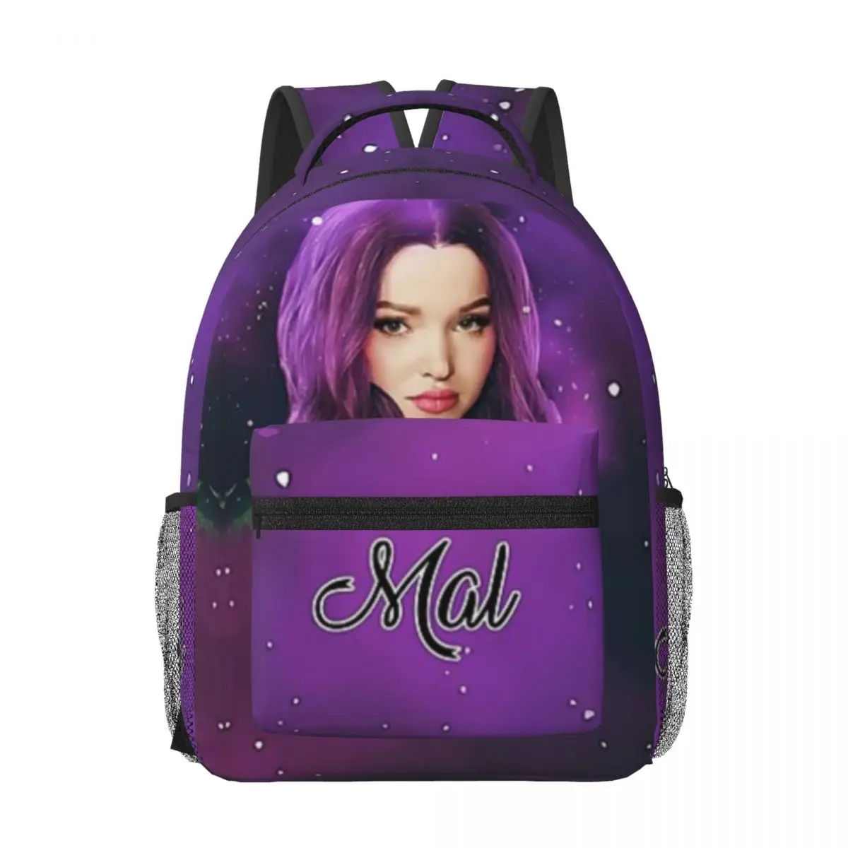 Mal Purple Pink Princess Descendants 3 Backpack Printed Lightweight Casual Schoolbag For School, Outdoor, Shopping, Office 17in