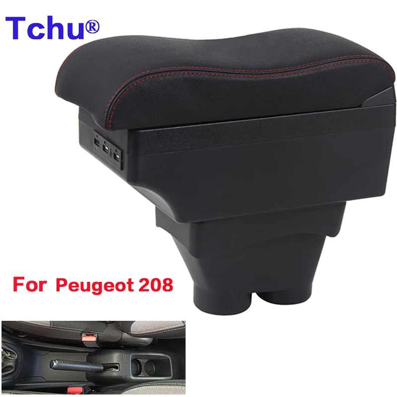 For Peugeot 208 armrest box 208 armrest box dedicated storage box armrest modified USB charging ashtray multi-function 2012-2018