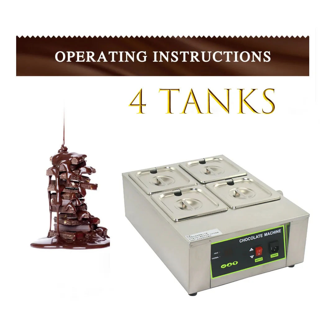 

Electric 4 tanks 8KG Capacity Chocolate Melting Machine Electric Chocolate Tempering Machine Chocolate cascade Melting Pot