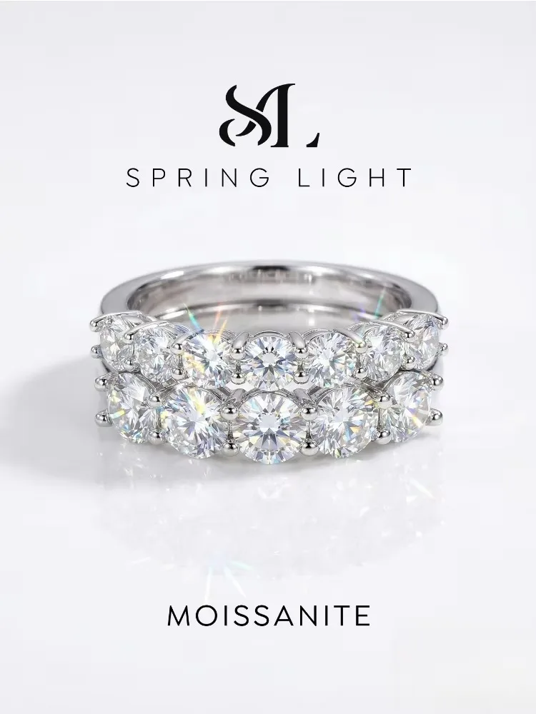 Modischer Eleganter Echter Glänzender Moissanit-Diamant Ehering Verlobungsringe für Frauen Luxuriöser Trendiger Qualitäts-Schmuck – Detail 1