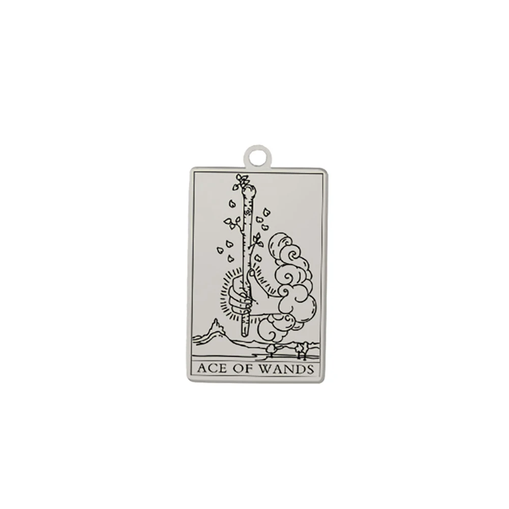 Dawapara Zauberstäbe Tarot Karte Anhänger für Halsketten Ohrringe Kleinere Arcana Edelstahl DIY Charme für Schmuck Machen – Detail 4