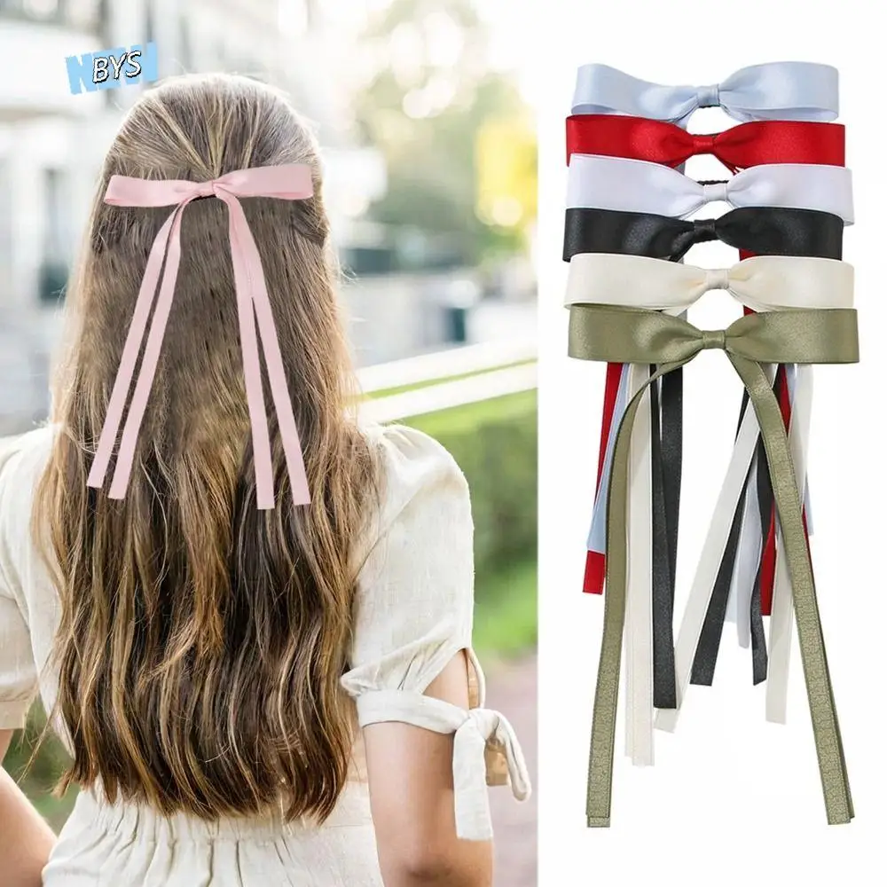 

Sweet Long Tassel Balletcore Bow Hairpin Barrettes Y2k Bowknot Ribbon Hair Clip Hair Band Korean Style Headwear Girl