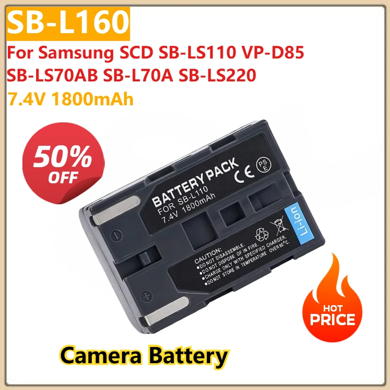 

Replacement Camera Battery SB-L110 SB-L160 1800mAh for Samsung SCD SB-LS110 VP-D85 SB-LS70AB SB-L70A SB-LS220 Li-ion Batteries