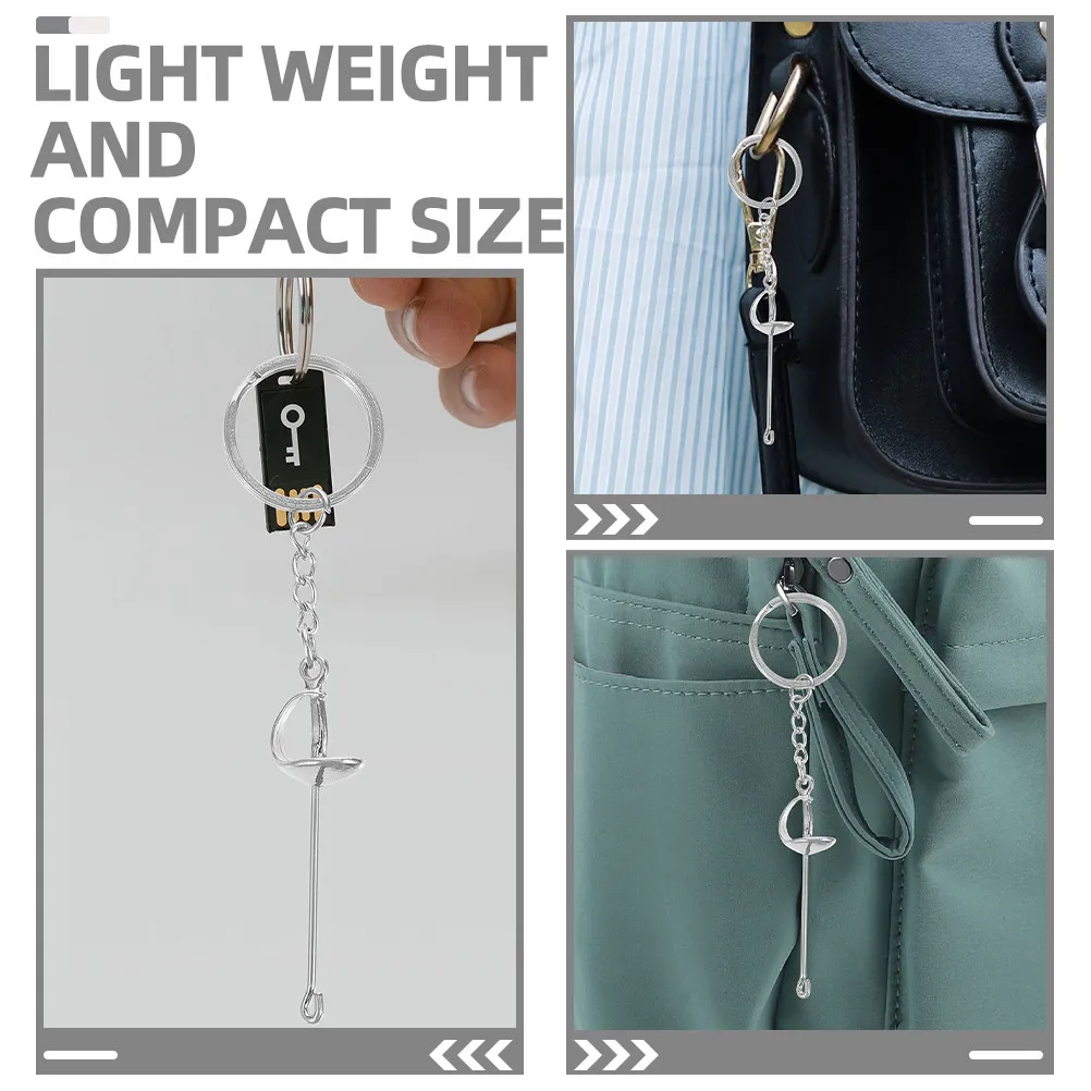 2Pcs Delicate Fencing Keychain Exquisite Detail Metal Key Ring Multi Purpose for Backpack Hanging Ornament Sports Fan Souvenir