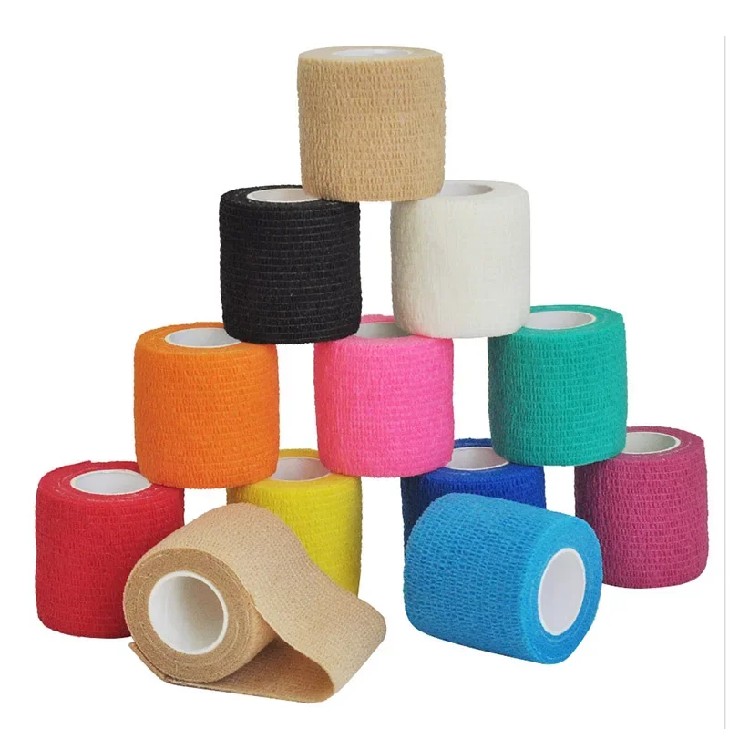 1/6roll 2.5/5/7.5/10cm*4.6m Non Woven Elastic Self Adhesive Bandage Cohesive Bandage for Sports Fixing Finger Wrist Leg