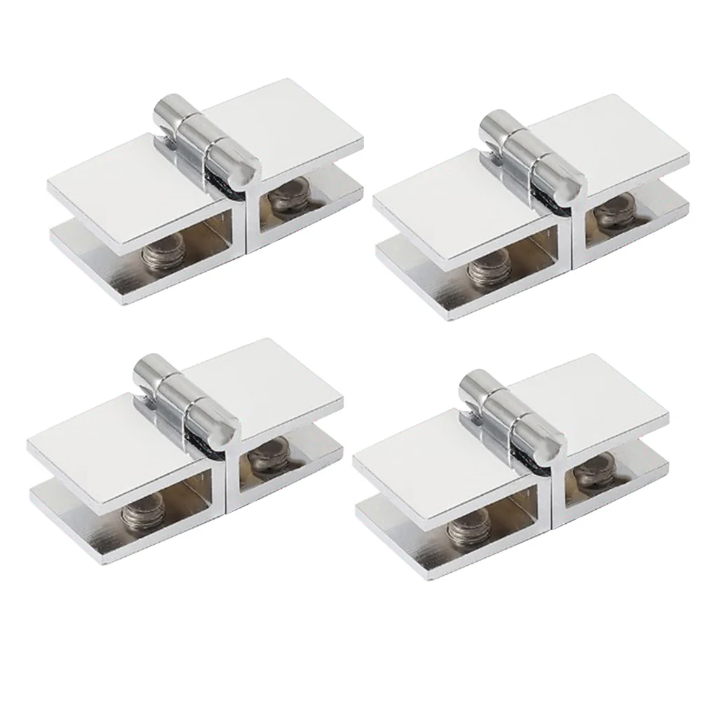 4 Pieces of Double-Sided Glass Door Clamp Hinges 5mm-8mm Glass Furniture Hardware Heavy-Duty Shower Glass Door Hinges 180 Degree