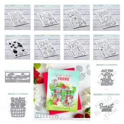 Sweet Strawberry Basket Embossing Cut Dies and Clear Stamps Handmade DIY Scrapbooking Greeting Card Diary Craft Decoration