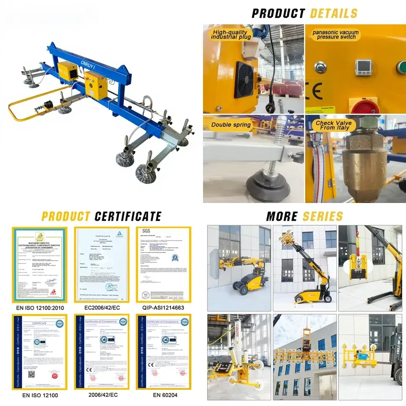 for CNRUYI Portable Pneumatic Battery Powered Metal Sheet Hoist Vacuum Suction Cup Crane 3m Lifting Height 1000N Suction