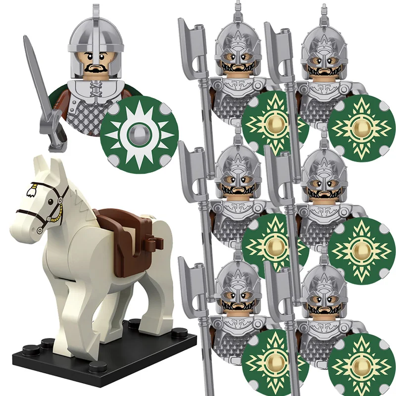 

Medieval Lohan Knight General Guards Warhorse Combination Small Particles Building Blocks Suits Childrens Toys Birthday Gifts