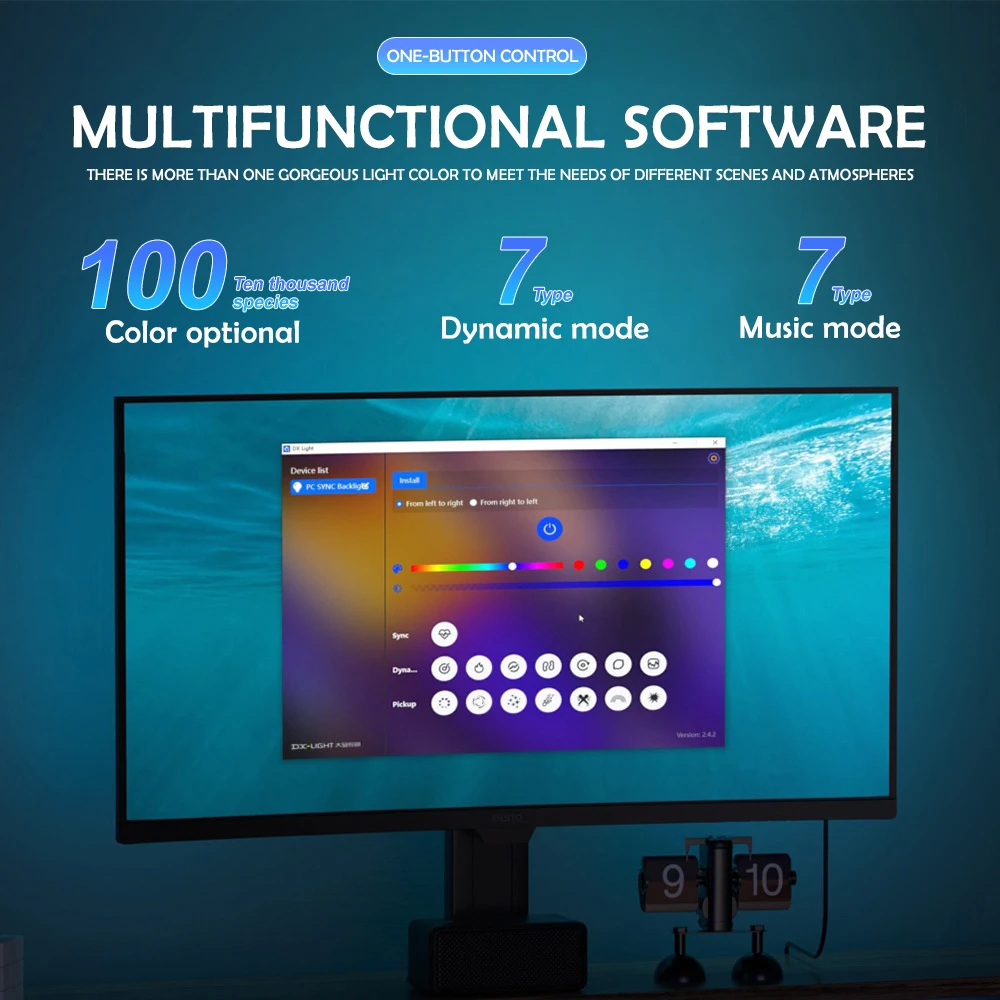 Moniteur de bande lumineuse de jeu RVB, rétroéclairage, affichage LED, écran de scène DivPC, décoration de synchronisation de musique, salle de jeu,