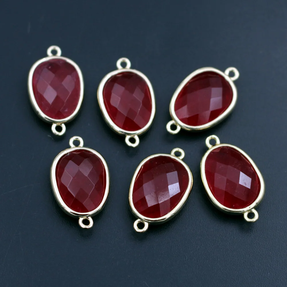 10pcs Fashion Faceted Natural Stone Connectors Oval Labradorite Rose Quartz Amethyst Charms For DIY Women Earrings Bracelet - view 2