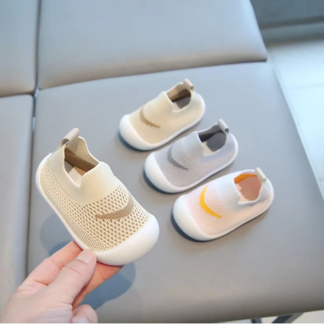 Baby Shoes Anti-slip Breathable Infant Crib Floor Socks with Rubber Sole for Children Girls Boys Mesh Shoes Soft Bottom Slippers