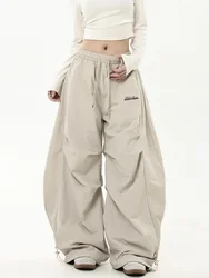 HOUZHOU Oversized Brushed Women Pants Vintage Pleated Wide Leg Trousers Warm Winter Baggy Black Trousers Harajuku Casual Joggers