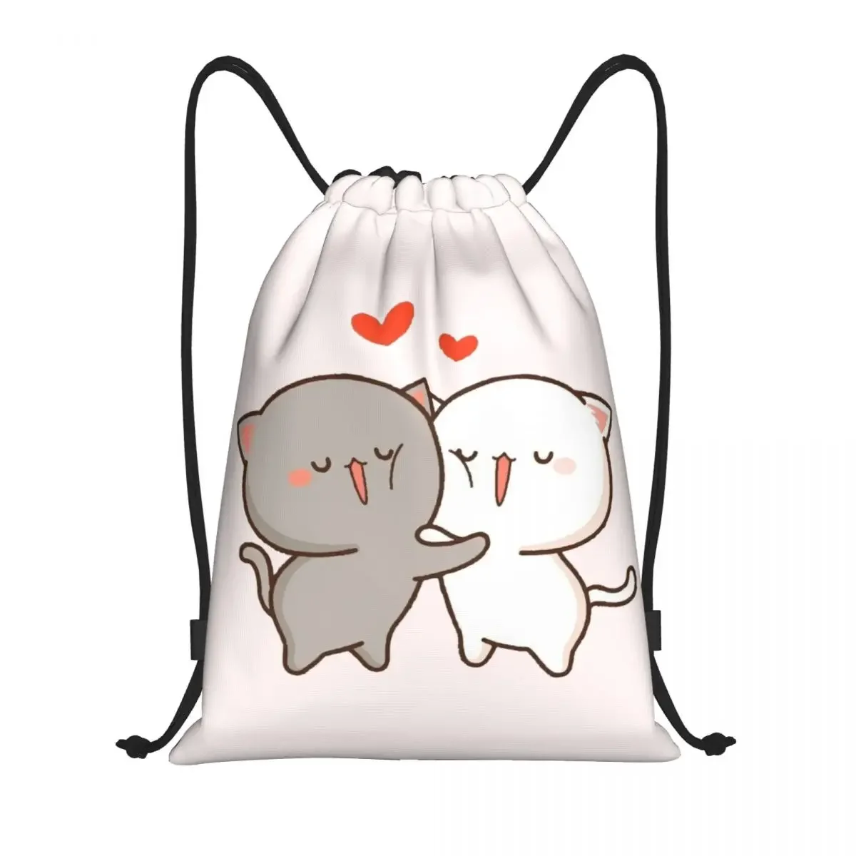 

Kawaii Mochi Cat Peach And Goma Hug Drawstring Backpack Sports Gym Bag for Men Women Shopping Sackpack