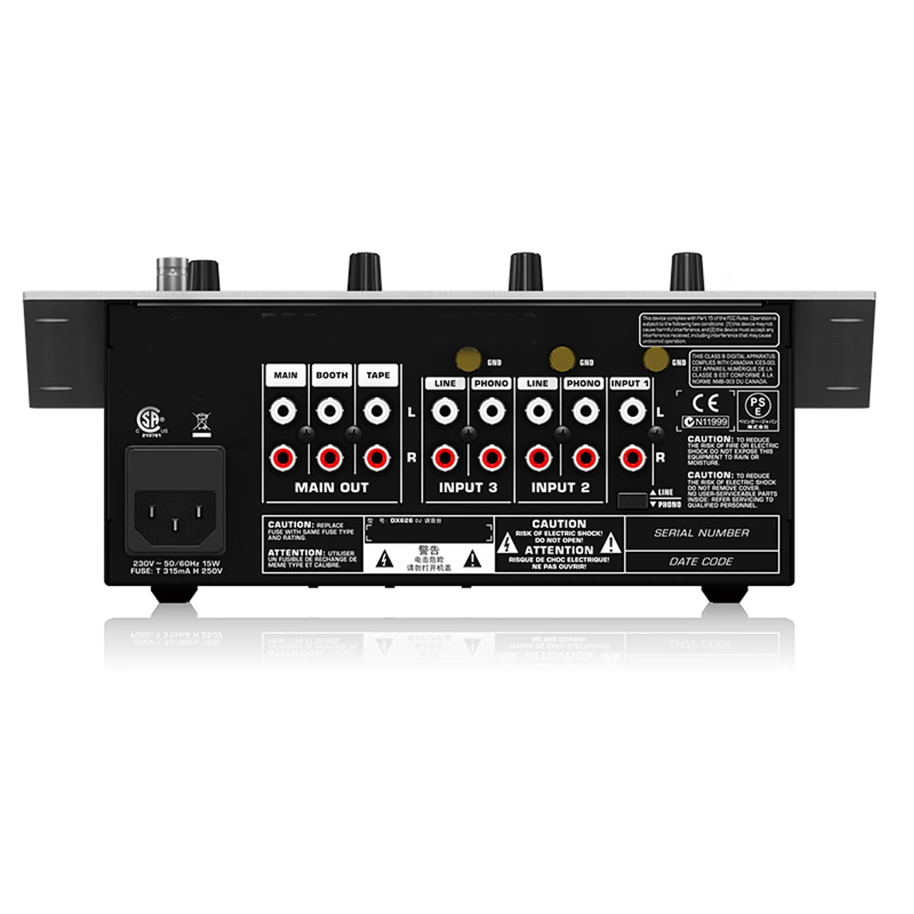 CLMC-DX626 Professional 3-Channel Digital Audio DJ Mixer with BPM Counter and VCA Control DJ Mixer