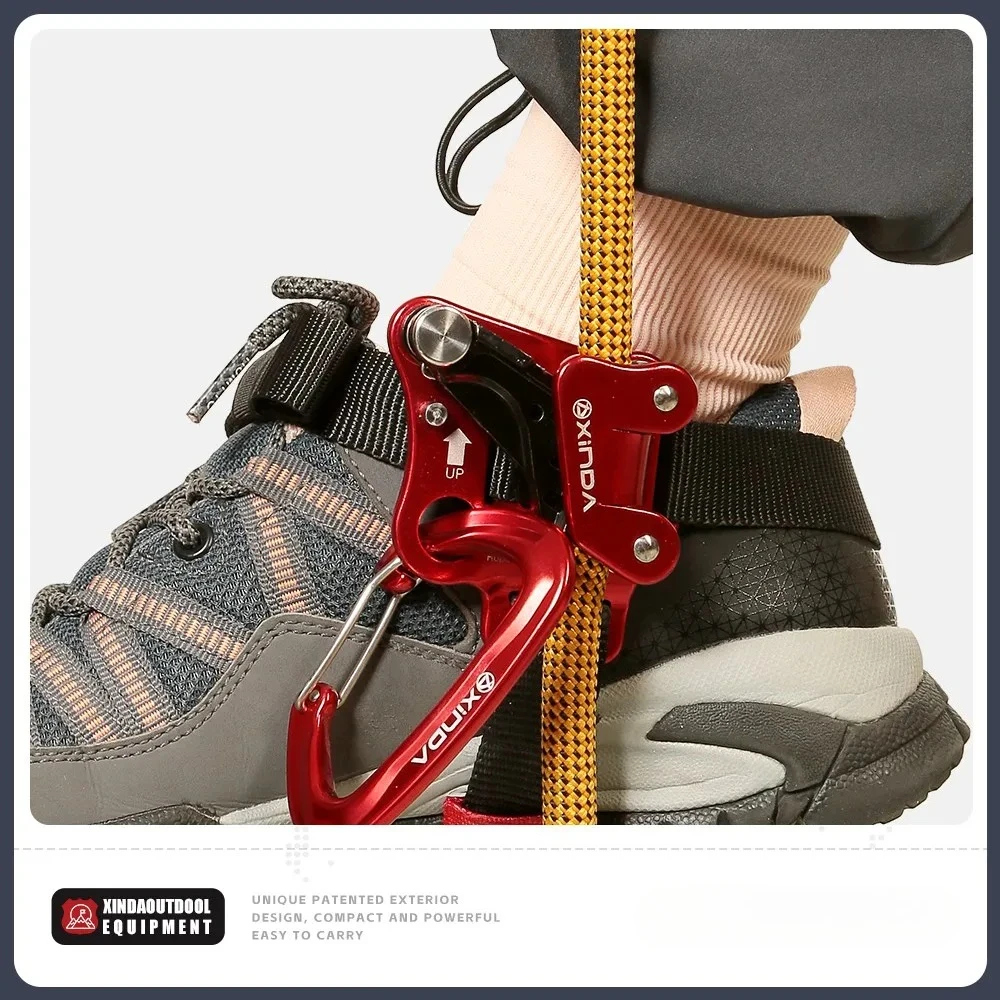 Right/Left Foot Climbing Ascender Aluminium Alloy Descender Labor-saving Rope Climber Mountaineering Equipment