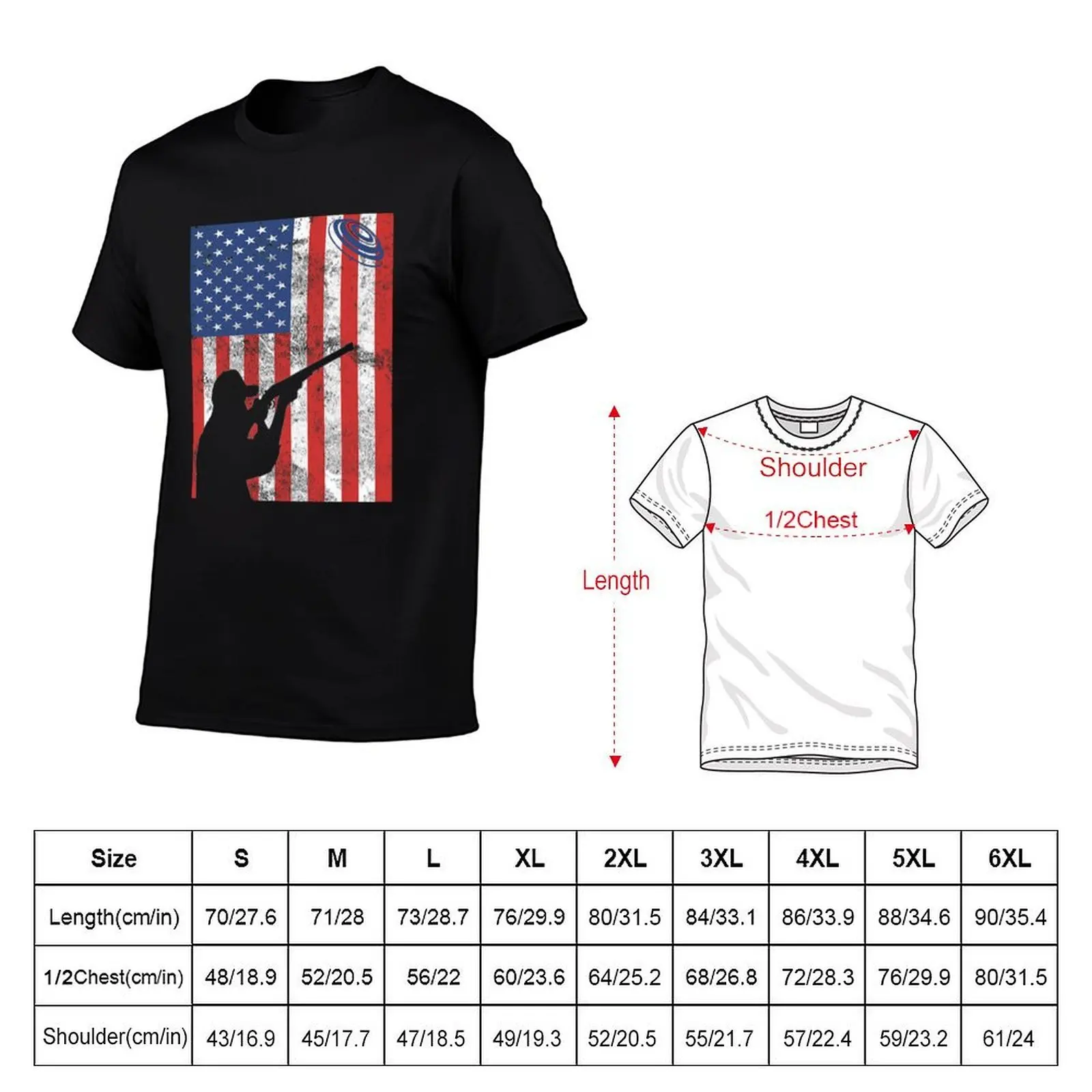 Skeet Clay Shooting Pigeon Trap Bird Hunters PULL! U.S. Flag T-Shirt t shirt for man T-Shirt