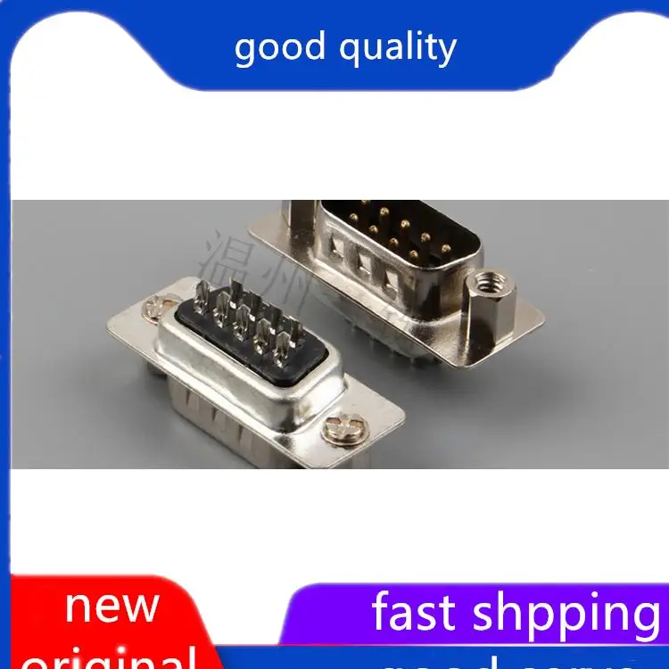 

10pcs original new 2 rows of DB9 black rubber male head front socket DB9 pin male head pin mount plug serial port VGA interface