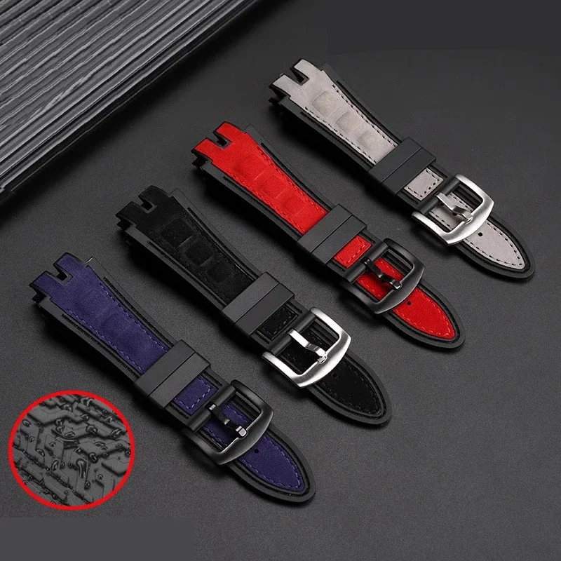 Nubuck Nylon Leather Belt Soft Rubber Back Watch Band  28mm  For Roger Dubuis Strap EXCALIBUR Series Pin Buckle Accessories