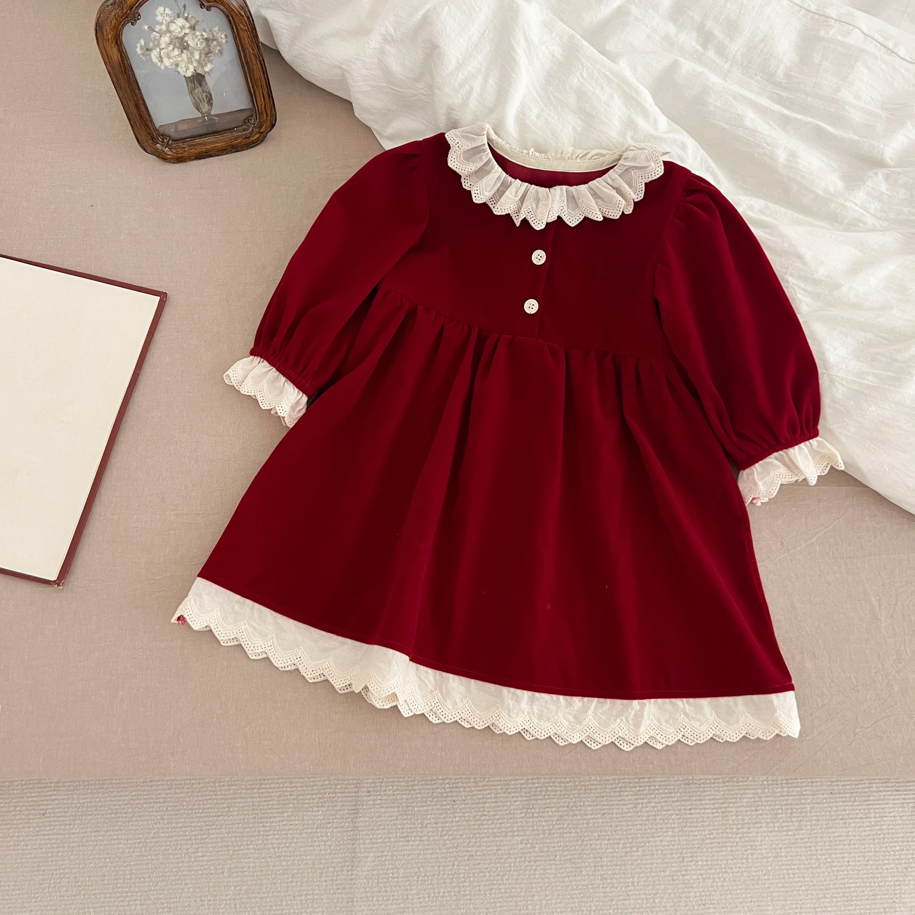 Weihnachten Party Kleid Baby Mädchen Bogen Prinzessin Rüschen Finish Kleid Mode Weihnachten Urlaub Herbst Winter Tragen Kinder Mädchen Kleid – Detail 36
